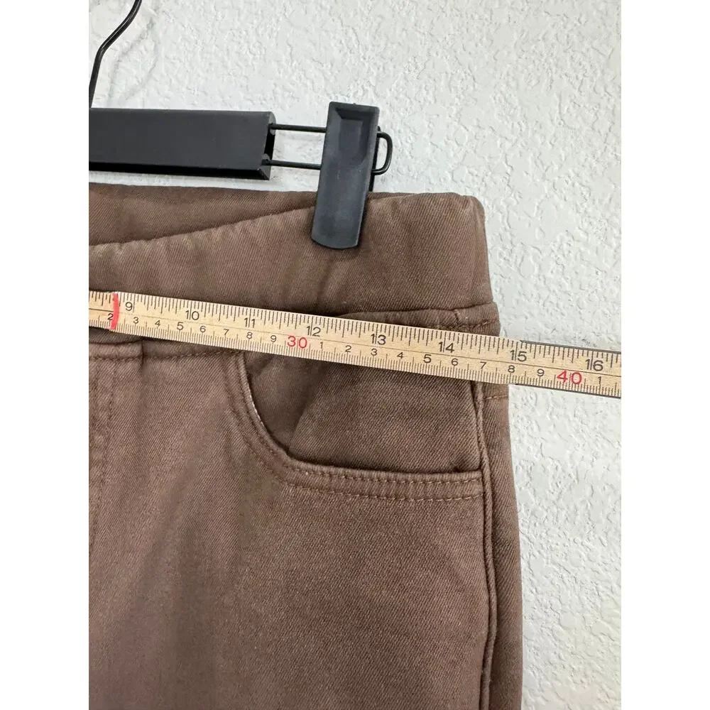 NWT Women's Brown Fleece Denim Leggings Jeans Pull-on Stretchy Casual Comfy M